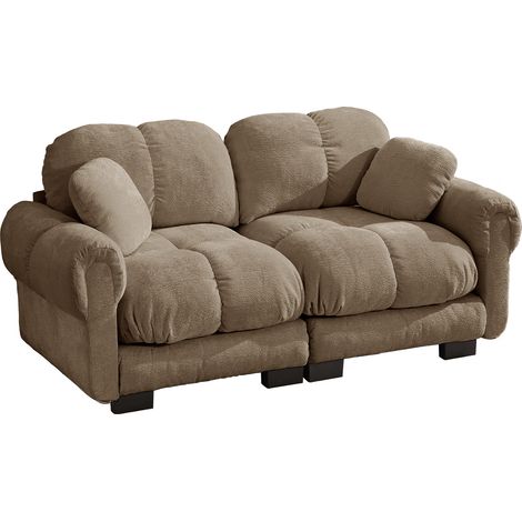 Canapé 2 places en chenille marron avec coussins épais et dossier ergonomique (1/5)