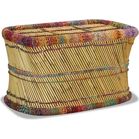 Maison Exclusive - Couchtisch Bambus mit Chindi-Details Mehrfarbi