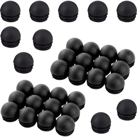 Soavoa Embouts Ronds 25mm Nervurés Noirs pour Tubes Chaises Tables Lot de 50 Pièces Protection Sol Design Élégant Fixation Sûre (1/5)