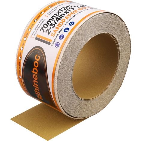 70 mm x 12 m Rouleaux de papier de verre Attaches autocollantes, Pour le bois, le métal, le plastique, l'automobile, le bloc de ponçage, Grain 150 (1/5)