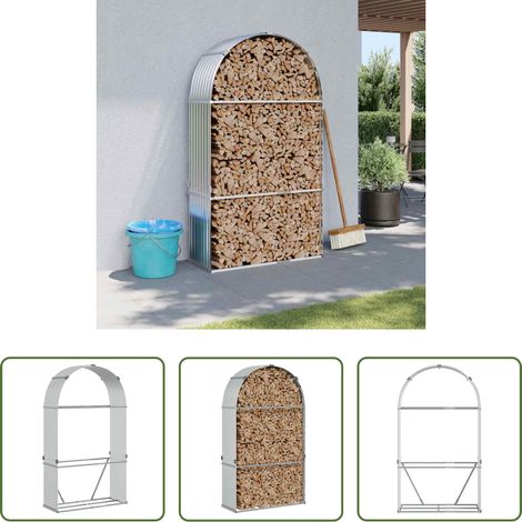 vidaXL Bois de chauffage - Porte-bûches argenté 120x45x210 cm acier galvanisé (1/5)