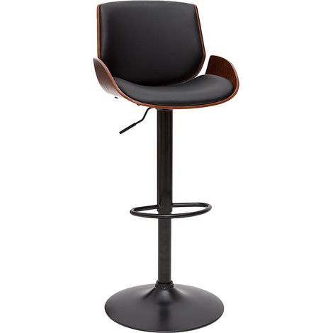 Tabouret de bar relevable noir et bois foncé VESPER (1/5)