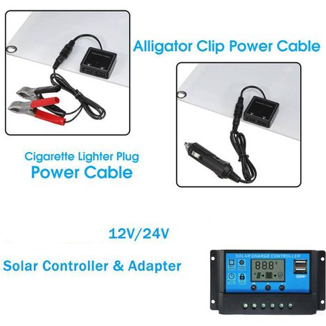 Kit panneau solaire monocristallin 18V 25W étanche avec contrôleur PWM 100A pour RV marine