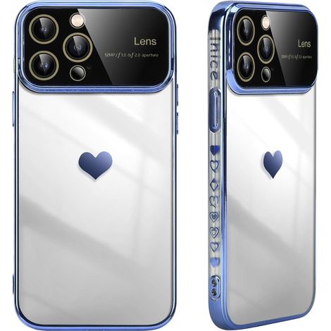CUSTODIA PER APPLE IPHONE 14 PRO CORNICE A CUORE BLU PROTEZIONE FOTOCAMERA A2890 (1/5)
