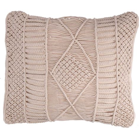 Fodera per Cuscino Decorativo Quadrato 45x45 cm in Tessuto Macramè Ecrù
