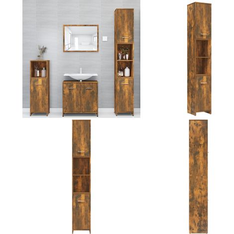 Badezimmerschrank Räuchereiche 30x30x183,5 cm Holzwerkstoff - Badezimmermöbel - Holzschrank - Rauchereiche - Stauraum - Wandmontage - Home & Living (1/5)