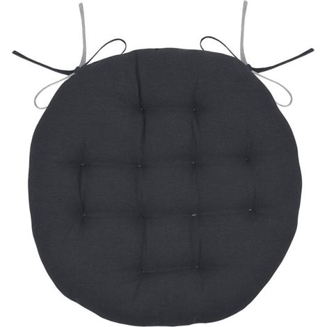 Galette de chaise ronde et bicolore Gris anthracite 38x38 cm (1/2)