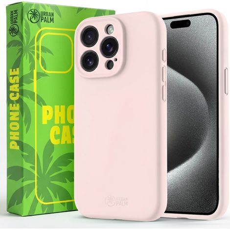 UrbanPalm Funda de silicona para iPhone 15 Pro con MagSafe, rosa polvo (1/5)
