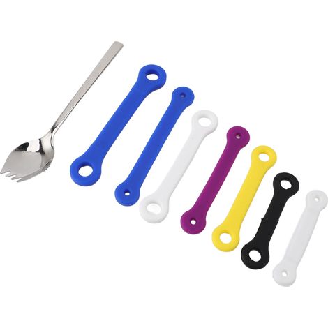 Cuillère en acier inoxydable et silicone adaptative pour l'aide à l'alimentation, ustensile adaptatif auto-ajustable. (1/5)