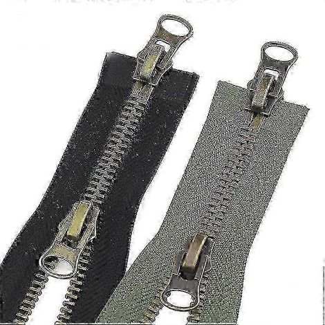 Deux fermetures éclair métalliques noires de taille 8 pour la réparation de vestes à faire soi-même (1/5)