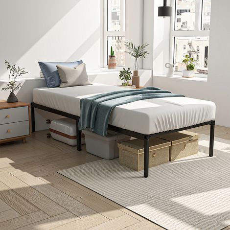 Wolketon Bettrahmen für Matratze 200 x 90 cm, klappbar Bettgestell, Metallbett Schwarz 1pcs
