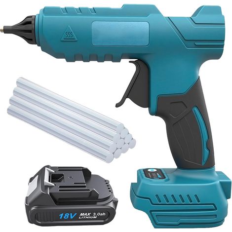 Pistolet à Colle Chaude Sans Fil Rechargeable 18V RONTALY, Compatible Bâtons de Colle 11mm, Kit Complet avec Batterie 3000mAh + Chargeur EU + 10 Bâtons de Colle, pour Bricolage, Déco, Réparation (1/5)