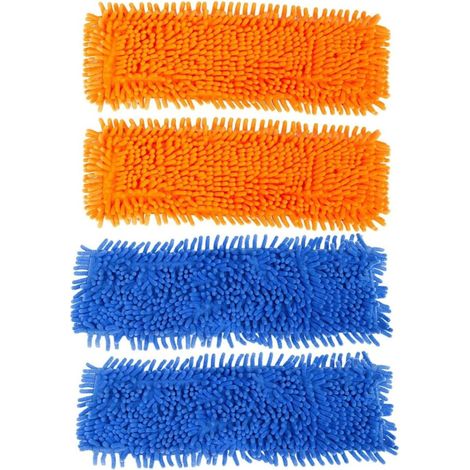Juego de 4 piezas con cabezales de fregona planos de repuesto de 40 cm, aptos para suelos laminados, de baldosas y de mármol. (1/5)