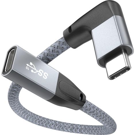 Câble d extension USB C coudé zéro virgule deux mètre pour chargeur et connexion adaptateur angle droit