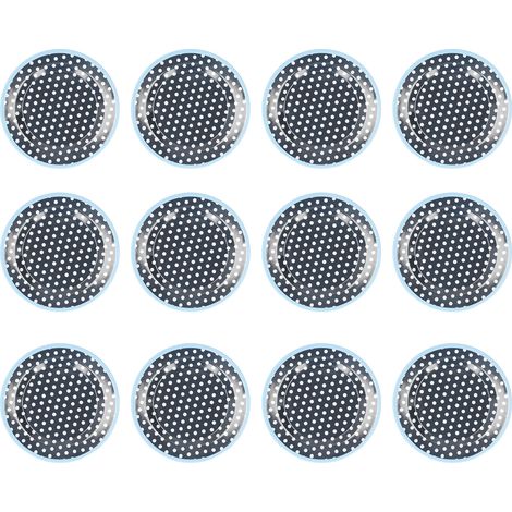 12 assiettes à salade en porcelaine imitation haut de gamme, vaisselle de table bleu foncé à pois pour usage domestique (1/5)