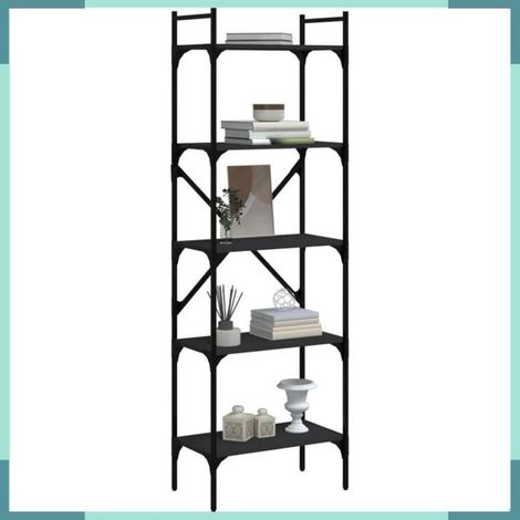 Bibliothèque - 833343 - 5 étagères - Noir - Bois d'ingénierie 56×31,5×174 cm (1/5)