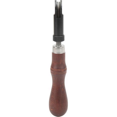 Leder-V-Nutfräser aus hochkohlenstoffhaltigem Stahl mit einziehbarer Spitze und Holzgriff, V-förmig, für DIY-Lederarbeiten (1/5)