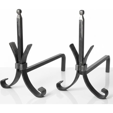 Juego de Morillos para Chimenea 35 cm Soporte Hierro Forjado para Leña Para sostener Troncos de Madera (1/5)