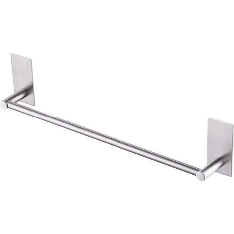 Matte silver self-adhesive wall towel holder 42cm, stainless steel, bathroom towel storage (1/5)