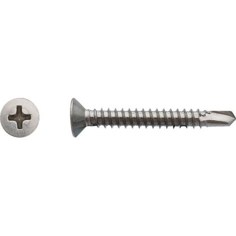 200 Vis Autoperceuses Tête Fraisée Phillips 4.8 x 50 mm - DIN 7504 O - Inox A2 - D-Work