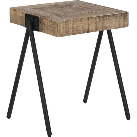 ECAMA - Table d'Appoint Rectangulaire en Bois de Manguier et Métal Noir (1/4)