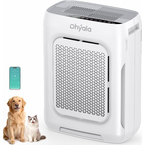 Purificateur d'air pour maison, chambre à coucher, grande pièce jusqu'à 900 m², purificateur d'air HEPA avec filtres double face lavables, Wi-Fi intelligent, affichage AQI (1/5)