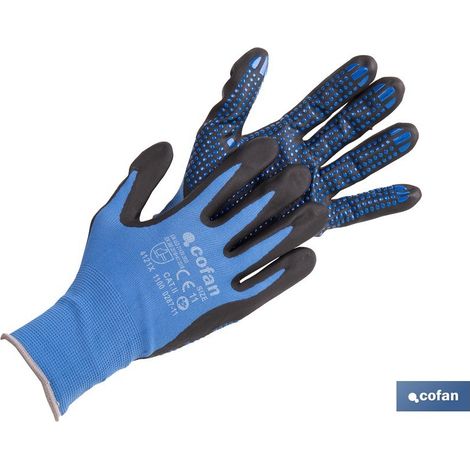 Pack de 12 Gants en Nitrile Taille 8 avec Points Bleus (1/4)