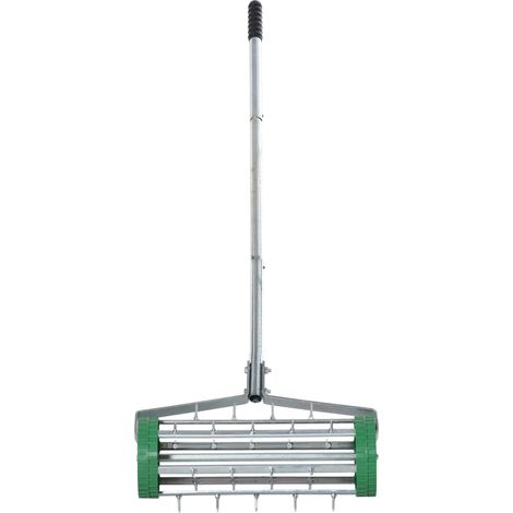 Aireador de césped de rodillo, ancho 425 mm, púas de 3,5 cm, acero, plata y verde DESVIAE (1/5)