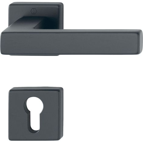 Poignée de porte avec rosace PZ Protection contre le feu Noir (1/5)