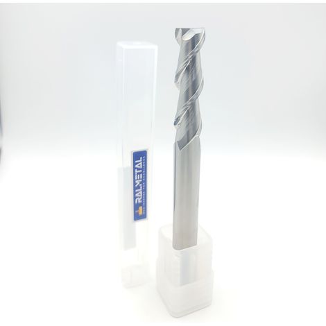 Fresa in metallo duro integrale per alluminio, 2 taglienti, 8 x 40 x 100 mm, 45 HRC (1/4)