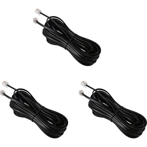 3 lignes téléphoniques modem ADSL RJ11 6P4C, de 10 mètres chacune.