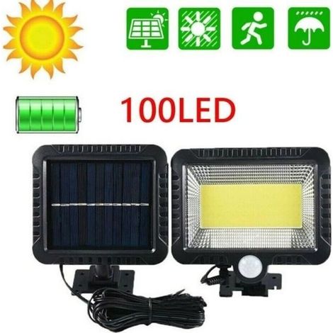 Solar Garden Wall Light 100 LED with Motion Sensor - Black - Solar Powered (1/4)