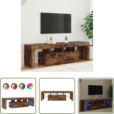 LED-Leuchten - TV-Schrank mit LED-Leuchten Räuchereiche 140x36,5x40 cm (1/5)