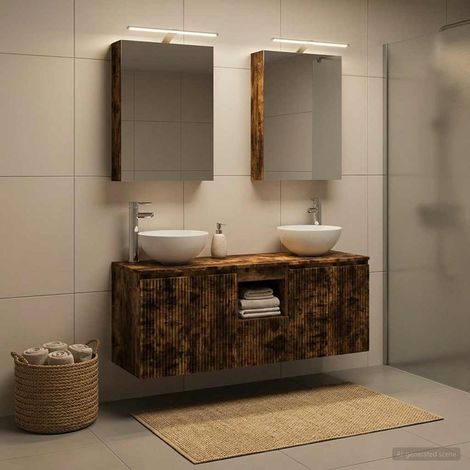 vidaXL Bathroom Cabinet Set 5 pcs Smoked Oak Engineered Wood (1/5)