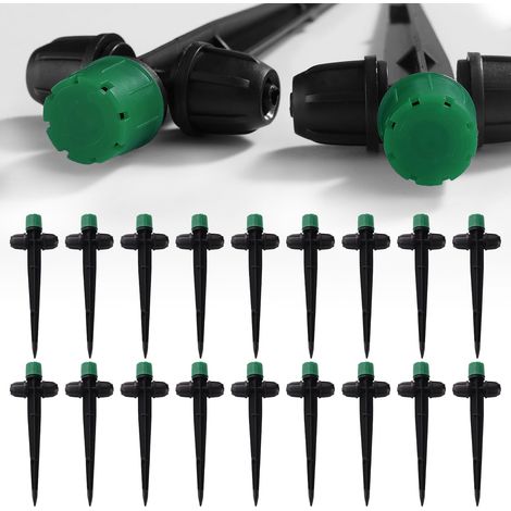 18 Stück 360° verstellbare Tropfer, 8-Loch-Tropfer mit Widerhakenverschluss für 1/4"-Schläuche, Bewässerungstropfer, für die Bewässerung, Dunkelgrün (1/5)