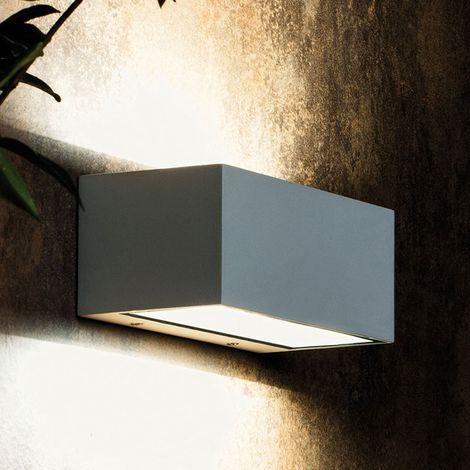 Applique a Parete da Esterno Interno Rettangolare Doppia Luce Box Sovil - Colore: Grafite