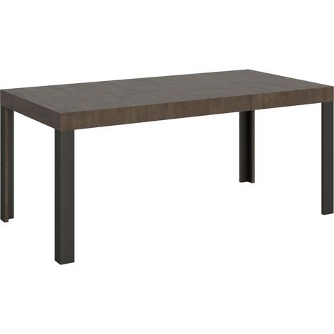 Table extensible bois pieds bois et acier anthracite Liva 4 pieds 160 à 264 cm-Marron-4 pieds-160 à 264 cm (1/4)