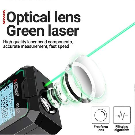 ANENG G120 Intelligenter, hochpräziser Laser-Entfernungsmesser mit grünem Laser und 30 Datensätzen