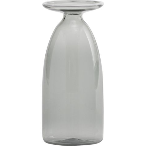 Vaso Un Fiore 120 in vetro borosilicato soffiato a mano colore Grigio, complemento d'arredo elegante per composizioni floreali e design moderno