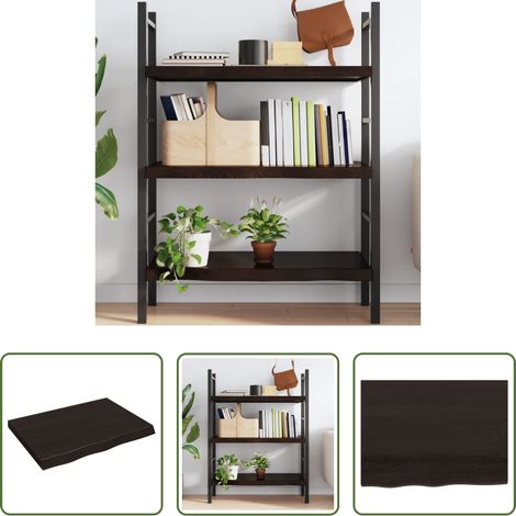 Wandregal Eiche - Wandregal Dunkelbraun 80x60x(2-6) cm Massivholz Eiche Behandelt (1/5)