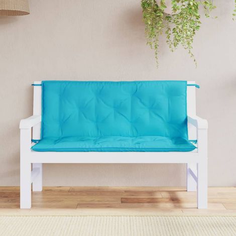 Lot de 2 Coussins pour banc de jardin turquoise 120x50x7 cm tissu -FV90737 (1/5)
