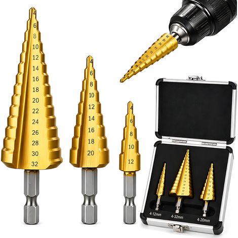 Punte da trapano coniche resistenti, set per albero di Natale, per metallo, 4-32 mm (1/5)