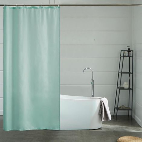 Duschvorhang Textil Minzgrün 90x180 cm, schimmelresistent, wasserabweisend, waschbar (1/5)