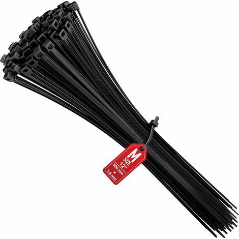 Collier de Serrage 300 mm x 3,6 mm, Attache Câble, Serre Câbles Rilsan Nylon, Colliers Serre-Cable 300mm, Noir, Lot de 100 Pièces (1/5)