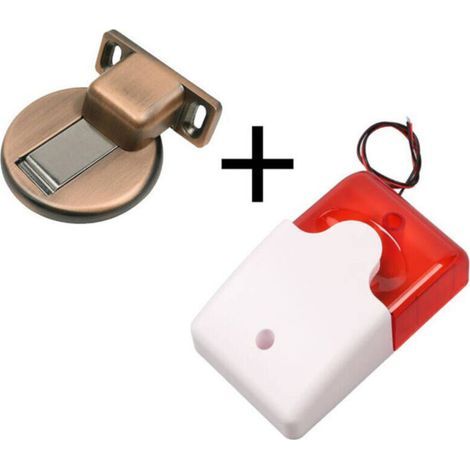 Sirène d'alarme sonore et lumineuse 220V, klaxon d'alarme anti-cambriolage à décibel élevé avec lumière clignotante LED pour magasin à domicile + 1 bouchon de porte (1/4)