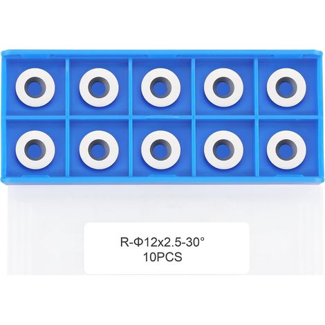 Round Carbide Inserts 12 mm (R12 x 2.5 mm) for Medium Format Wood Turning Tools and Wood Turner Finisher Hollowers, 10 Pieces (1/5)