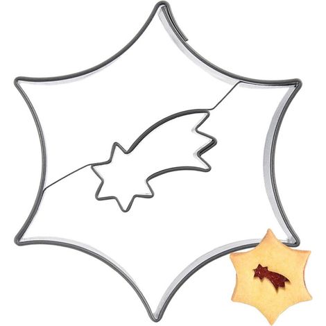Tagliabiscotti in acciaio, a forma di stella, con motivo a stella di Natale, 5,5 cm (1/5)