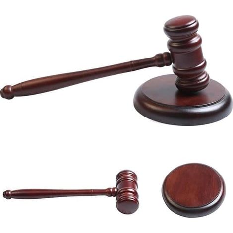 Marteau de président - Marteau en bois - Marteau de président avec bloc de frappe - Marteau de commissaire-priseur - Marteau pour droitier - Rouge (1/3)