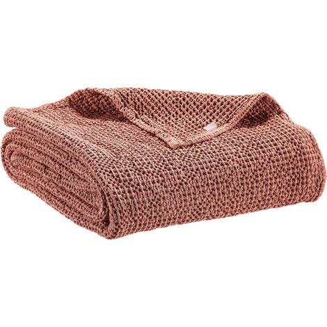 VIVARAISE - Plaid Maia Terracotta en coton recyclé - 140 x 200 cm (1/3)