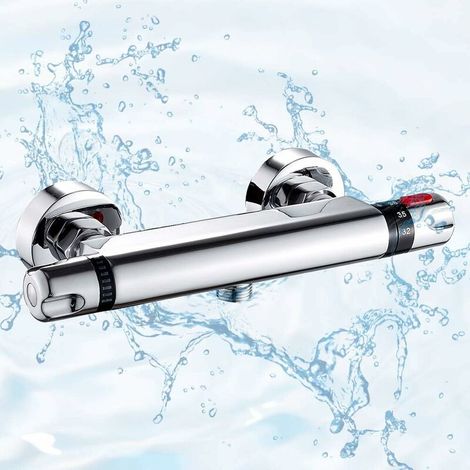 Mitigeur thermostatique de douche Mitigeur thermostatique Laiton chromé Anti-brûlure 38°C avec protection de sécurité argentée (1/5)